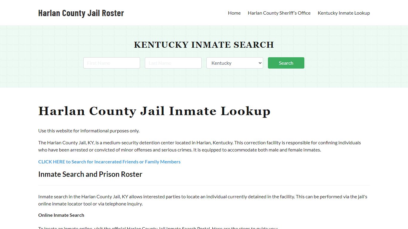 Harlan County Jail Roster Lookup, KY, Inmate Search